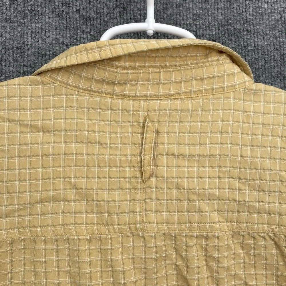 The North Face Shirt Men's Sz XL Yellow Plaid Short Sleeve Hiking Button Top